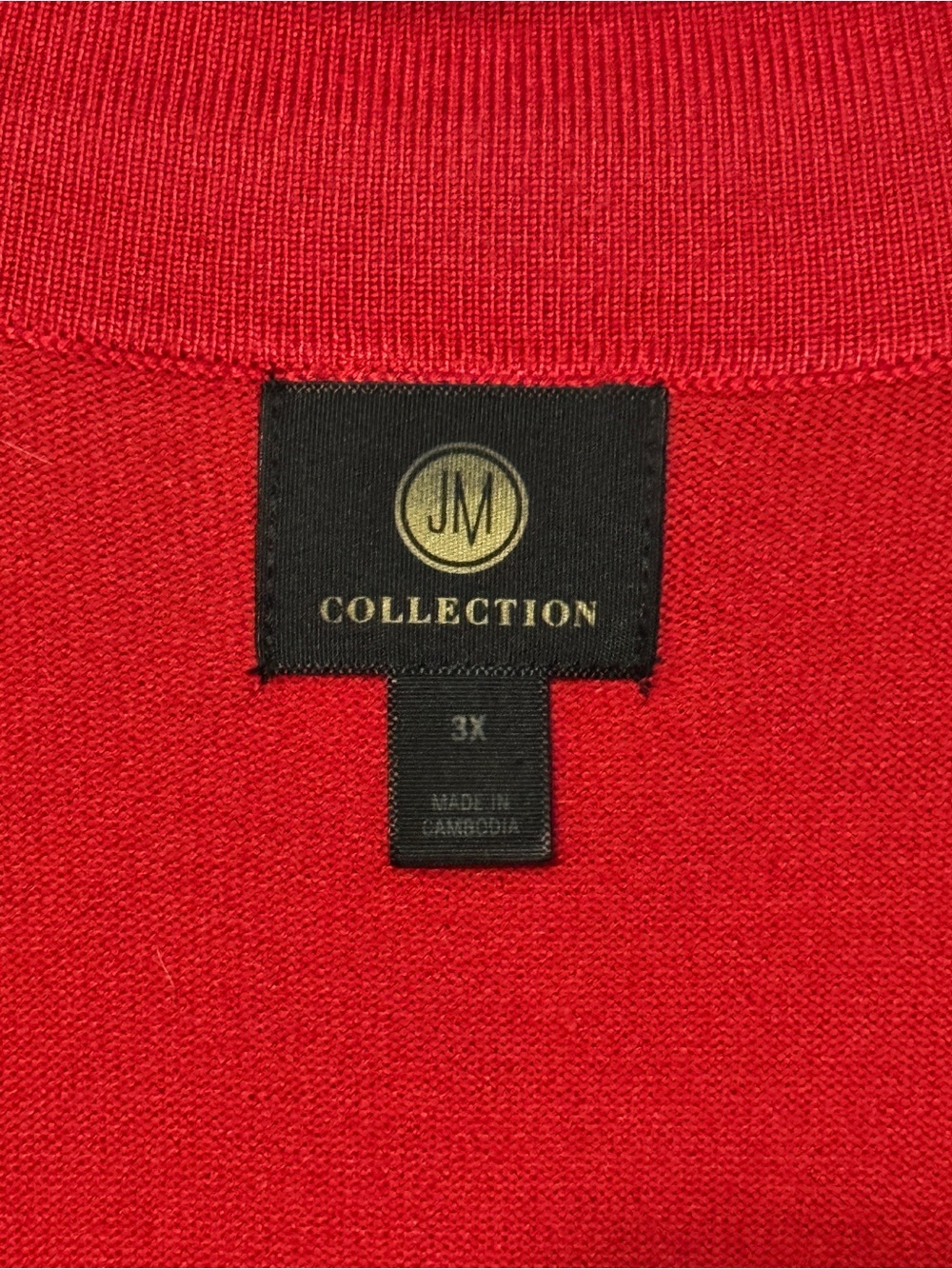 JM Collection Red Open-Front Cardigan with Gold Buttons - Picture 2 of 3